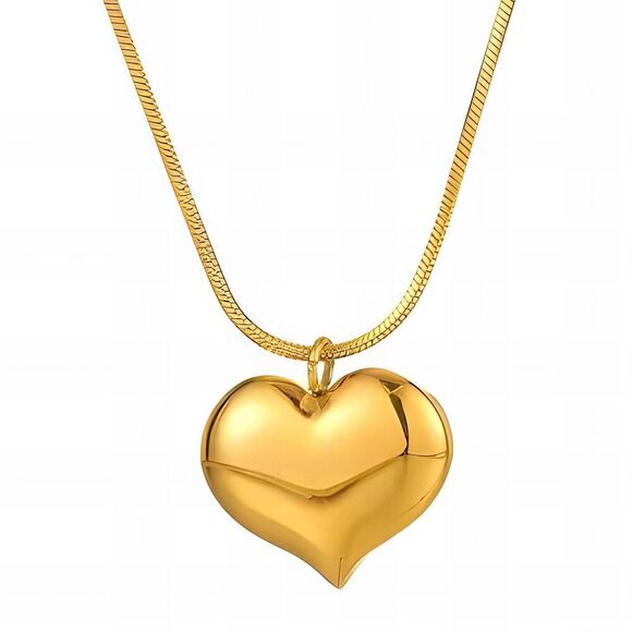 18K Gold Plated Women's Heart Necklace Waterproof Hypoallergenic Jewelry - Picture 1 of 11